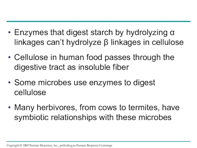 Enzymes that digest starch by hydrolyzing α linkages can’t hydrolyze β