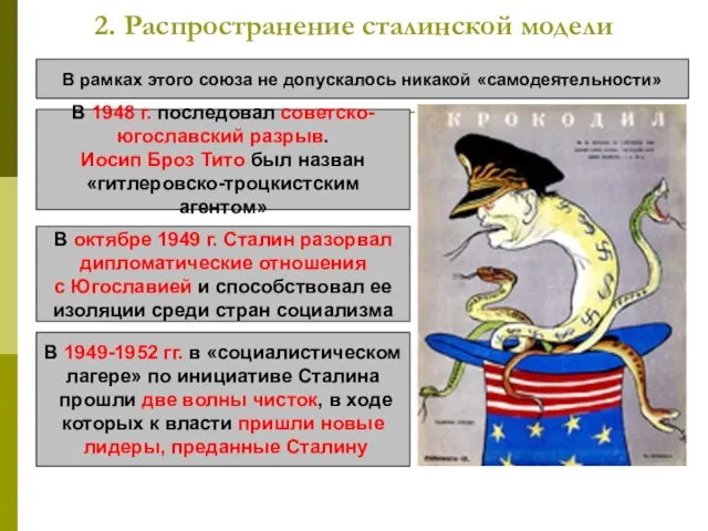 2. Распространение сталинской модели В рамках этого союза не допускалось никакой