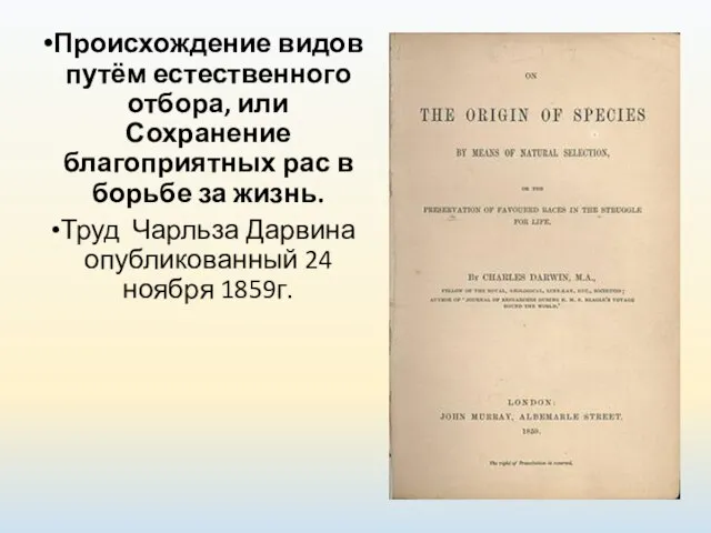 Происхождение видов путём естественного отбора, или Сохранение благоприятных рас в борьбе