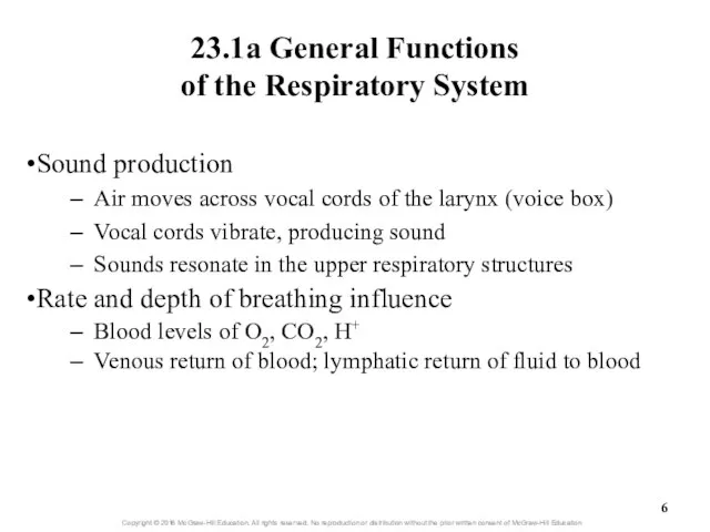 23.1a General Functions of the Respiratory System Sound production Air moves