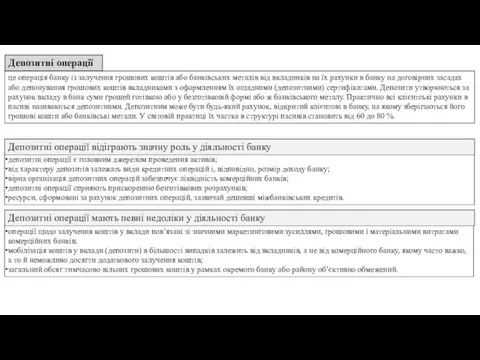 це операція банку із залучення грошових коштів або банківських металів від