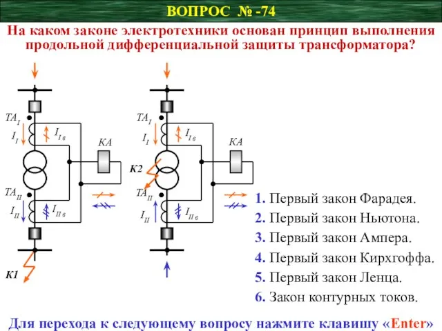 ВОПРОС № -74 На каком законе электротехники основан принцип выполнения продольной