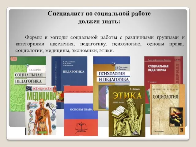 Специалист по социальной работе должен знать: Формы и методы социальной работы