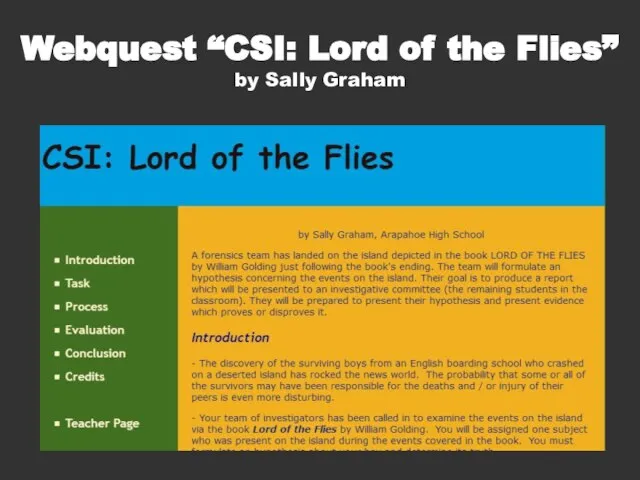 Webquest “CSI: Lord of the Flies” by Sally Graham