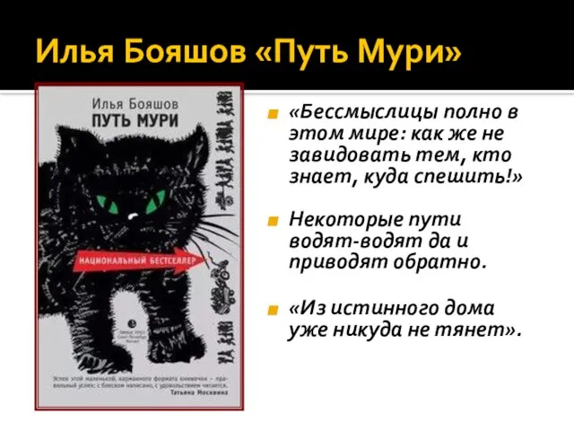 Илья Бояшов «Путь Мури» «Бессмыслицы полно в этом мире: как же