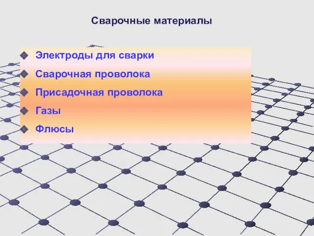 Сварочные материалы Электроды для сварки Сварочная проволока Присадочная проволока Газы Флюсы