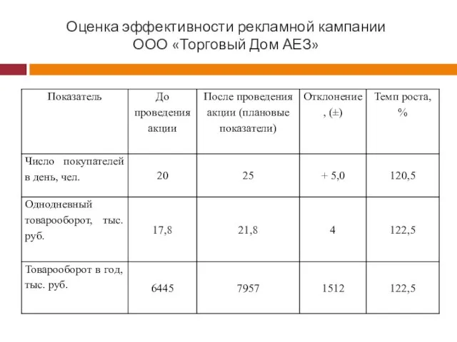 Оценка эффективности рекламной кампании ООО «Торговый Дом АЕЗ»