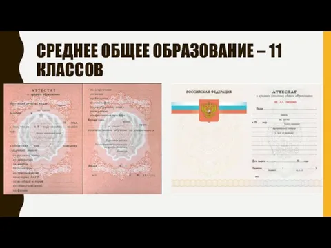 СРЕДНЕЕ ОБЩЕЕ ОБРАЗОВАНИЕ – 11 КЛАССОВ