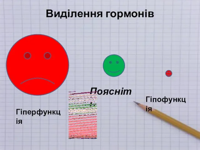 Виділення гормонів Гіперфункція Гіпофункція Поясніть