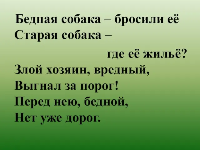 Бедная собака – бросили её Старая собака – где её жильё?