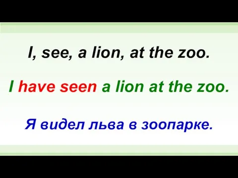 I have seen a lion at the zoo. I, see, a