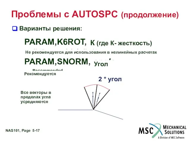 Проблемы с AUTOSPC (продолжение) PARAM,K6ROT, kvalue Not Recommended – for Non