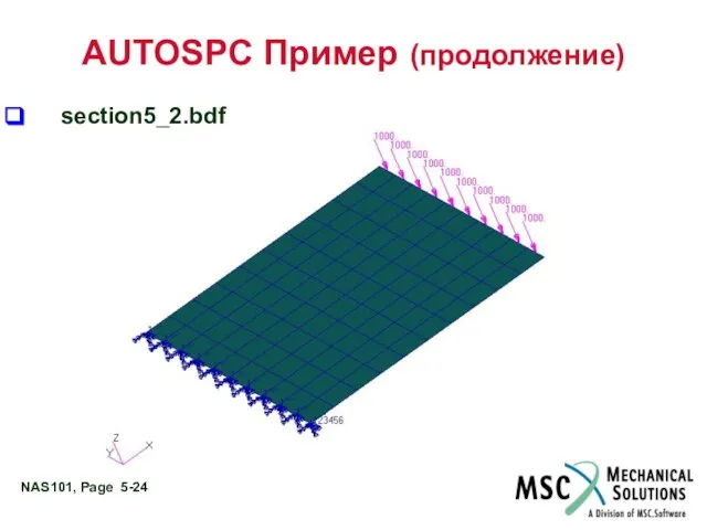 AUTOSPC Пример (продолжение) section5_2.bdf