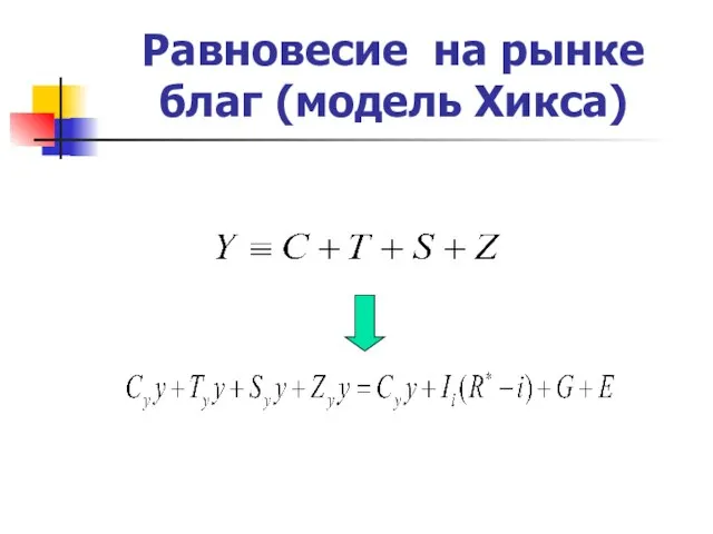 Равновесие на рынке благ (модель Хикса)