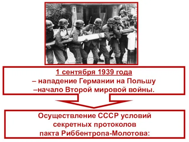 Осуществление СССР условий секретных протоколов пакта Риббентропа-Молотова: 1 сентября 1939 года