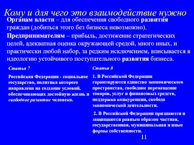 Органам власти – для обеспечения свободного развития граждан (добиться этого без