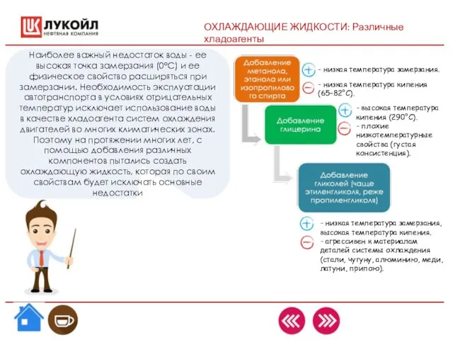 Наиболее важный недостаток воды - ее высокая точка замерзания (0°C) и