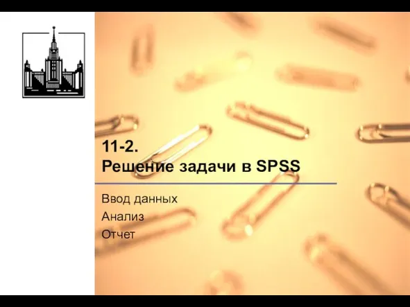 11-2. Решение задачи в SPSS Ввод данных Анализ Отчет