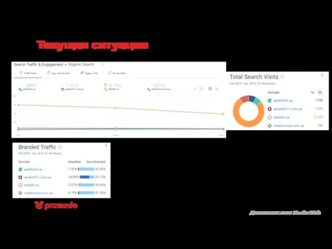 Текущая ситуация Данные системы SimilarWeb Apteka24.ua имеет большую долю небрендового трафика,