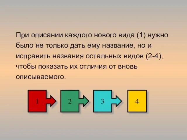 При описании каждого нового вида (1) нужно было не только дать