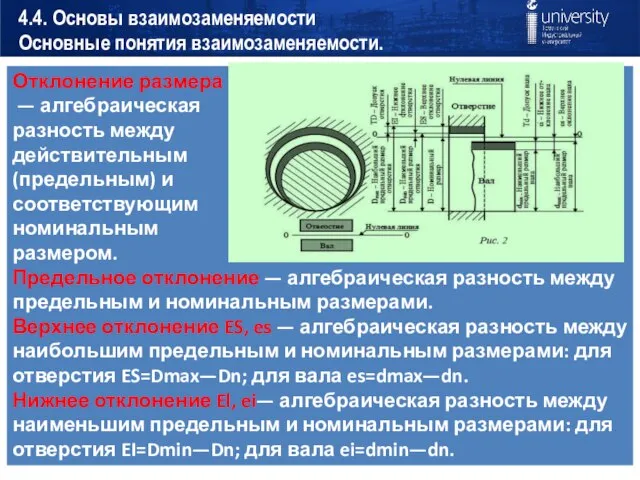 4.4. Основы взаимозаменяемости Основные понятия взаимозаменяемости.