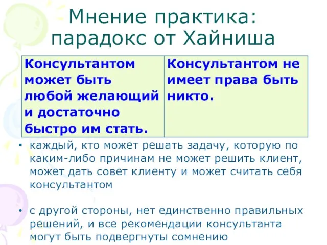 Мнение практика: парадокс от Хайниша каждый, кто может решать задачу, которую