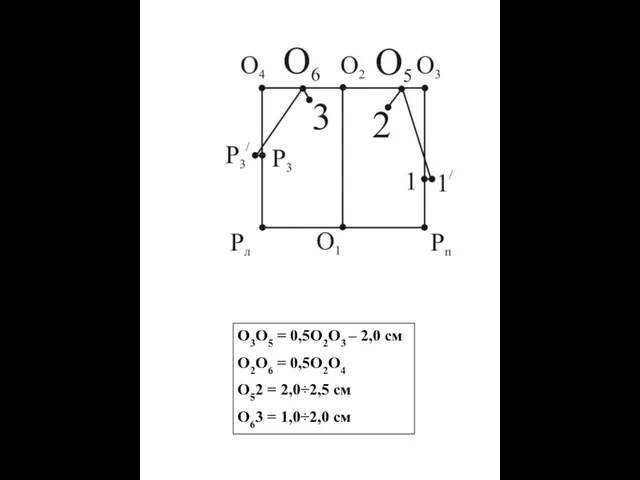 О3О5 = 0,5О2О3 – 2,0 см О2О6 = 0,5О2О4 О52 =