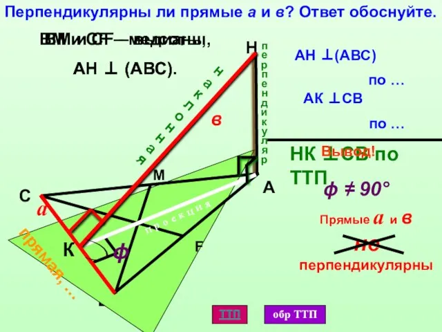 К А В С H Перпендикулярны ли прямые а и в?