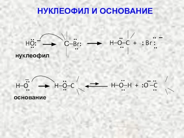 нуклеофил .. .. – HO: .. .. .. .. – H–O–C