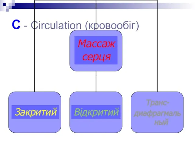 C - Circulation (кровообіг) Массаж серця Закритий Відкритий