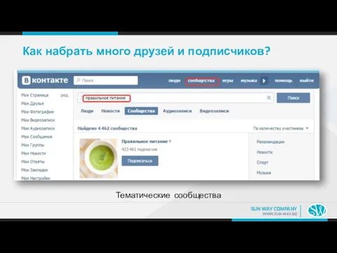 Как набрать много друзей и подписчиков? Тематические сообщества