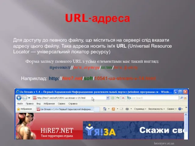 URL-адреса Форма запису повного URL з усіма елементами має такий вигляд: