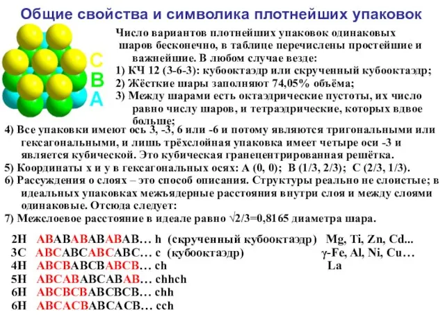 Общие свойства и символика плотнейших упаковок 2H ABABABABABAB… h (скрученный кубооктаэдр)