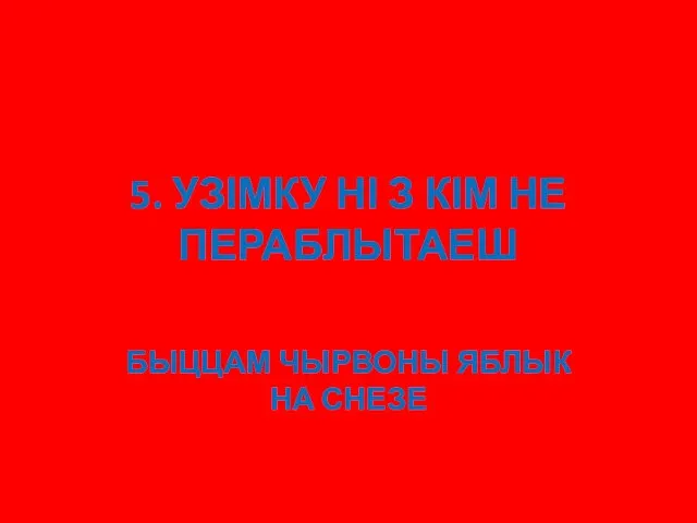 5. УЗІМКУ НІ З КІМ НЕ ПЕРАБЛЫТАЕШ БЫЦЦАМ ЧЫРВОНЫ ЯБЛЫК НА СНЕЗЕ