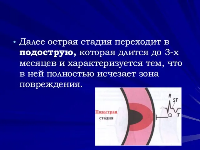 Далее острая стадия переходит в подострую, которая длится до 3-х месяцев