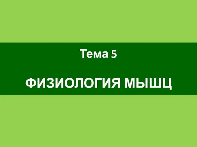 Тема 5 ФИЗИОЛОГИЯ МЫШЦ