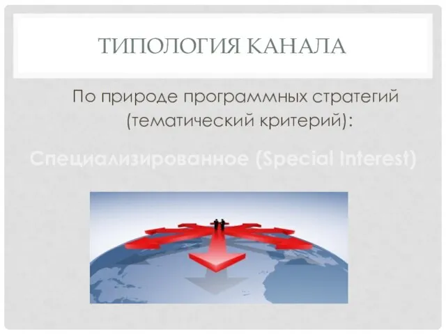 ТИПОЛОГИЯ КАНАЛА По природе программных стратегий (тематический критерий): Специализированное (Special Interest)