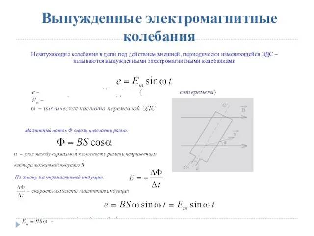 Вынужденные электромагнитные колебания Незатухающие колебания в цепи под действием внешней, периодически