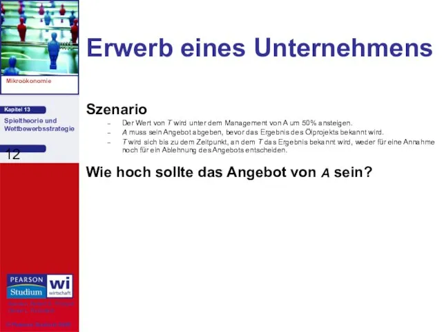 Erwerb eines Unternehmens Szenario Der Wert von T wird unter dem