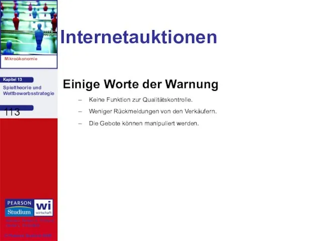 Internetauktionen Einige Worte der Warnung Keine Funktion zur Qualitätskontrolle. Weniger Rückmeldungen