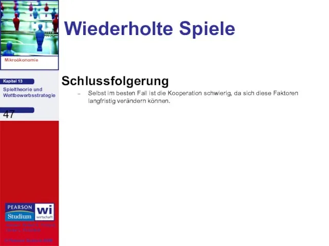 Wiederholte Spiele Schlussfolgerung Selbst im besten Fall ist die Kooperation schwierig,