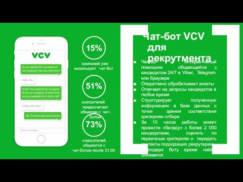 Чат-бот VCV для рекрутмента [ Чат-бот – интерактивный помощник общающийся с