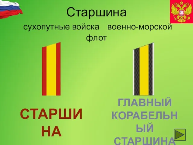 Старшина сухопутные войска военно-морской флот СТАРШИНА ГЛАВНЫЙ КОРАБЕЛЬНЫЙ СТАРШИНА