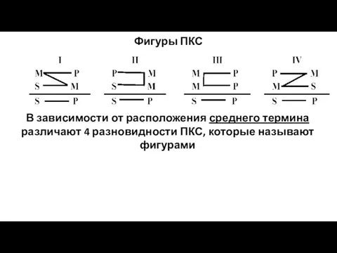 Фигуры ПКС В зависимости от расположения среднего термина различают 4 разновидности ПКС, которые называют фигурами