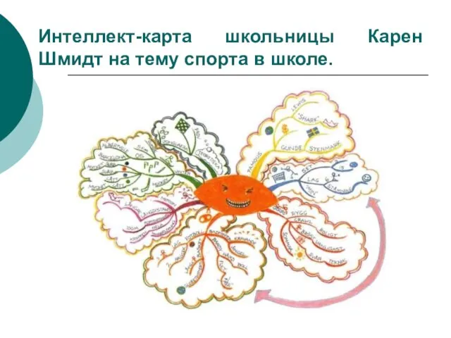 Интеллект-карта школьницы Карен Шмидт на тему спорта в школе.