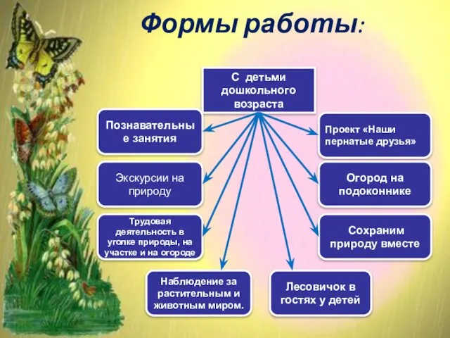 Формы работы: С детьми дошкольного возраста Проект «Наши пернатые друзья» Огород