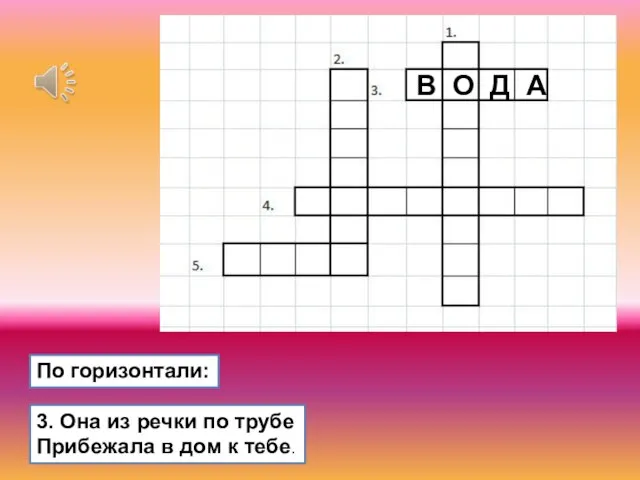 3. Она из речки по трубе Прибежала в дом к тебе.