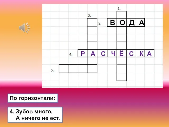 4. Зубов много, А ничего не ест. В О Д А