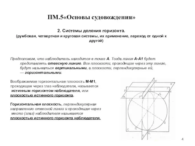 … . ПМ.5«Основы судовождения» 2. Системы деления горизонта. (румбовая, четвертная и