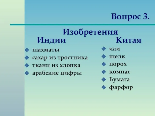 Изобретения Индии Китая шахматы сахар из тростника ткани из хлопка арабские